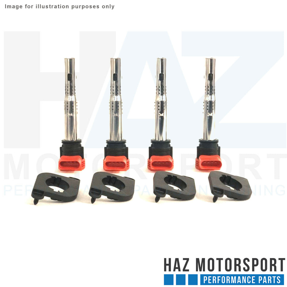 ECS Tuning R8 Red Coil Packs + Adaptors 20v 1.8T VW Golf MK4 A3 S3 8L Leon 1m X4