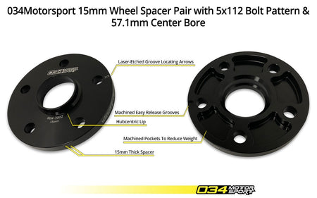 034Motorsport Dynamic+ Flush Wheel Spacer Kit 15mm & 20mm - VW Golf Mk7 GTI R 3