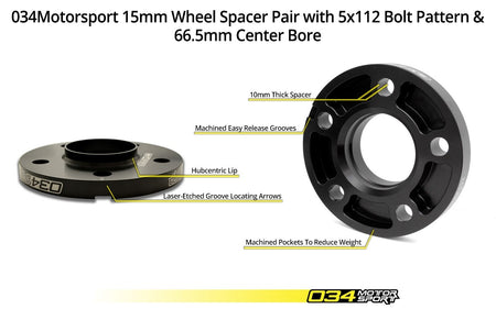 034Motorsport Dynamic+ Flush Wheel Spacer Kit 15mm & 10mm - Audi RS5 B8 4.2 V8 3