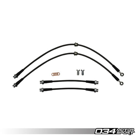 034Motorsport Braided Brake Line Kit, Non-Bosch - Audi A3 8P & VW Golf Mk5 Mk6 1