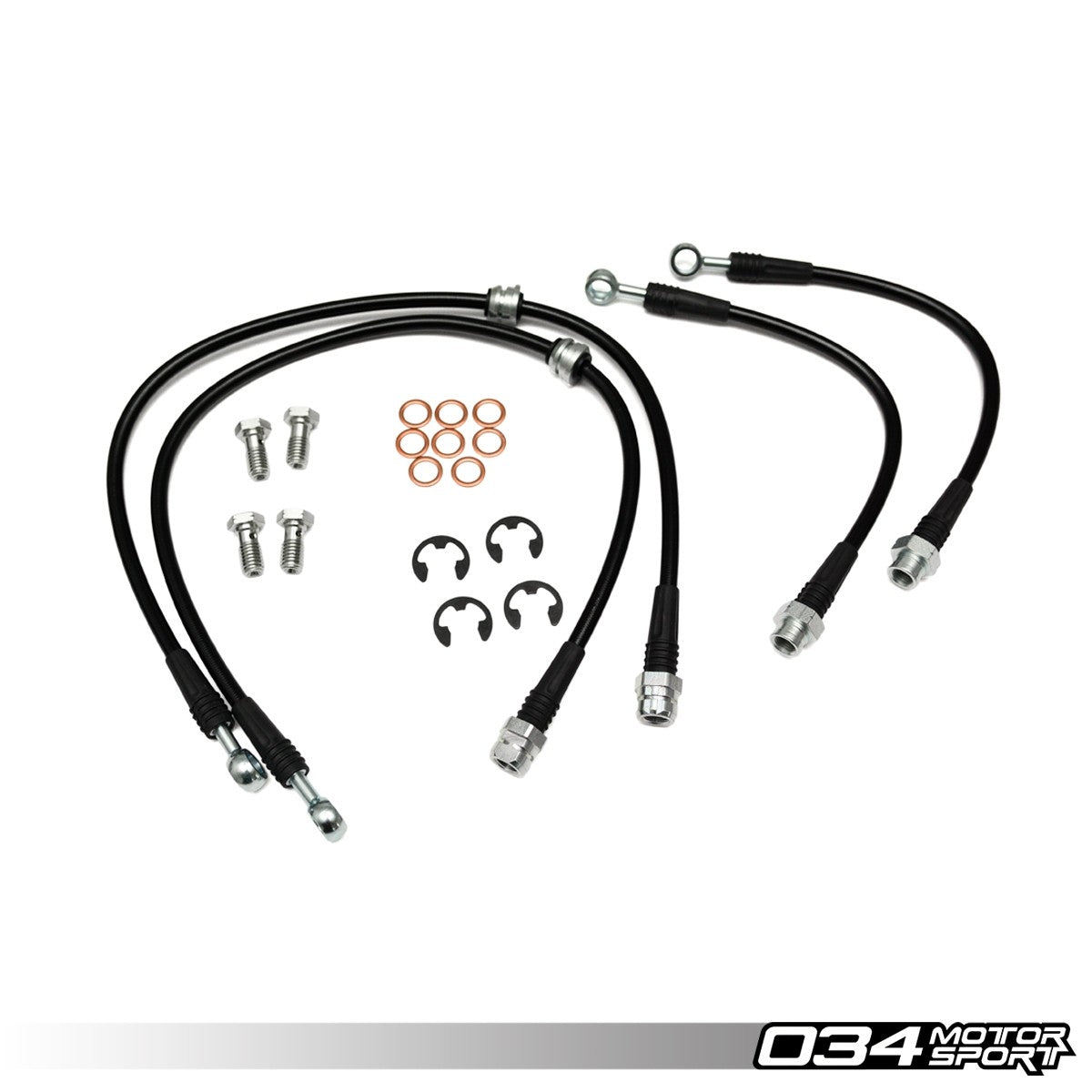 034Motorsport Braided Brake Line Kit, Bosch Calipers - Audi A3 8P & VW Golf Mk6 1