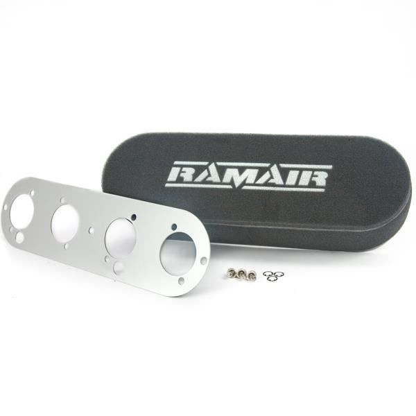 Ramair Twin Carb Air Filter & Baseplate Vauxhall 2.0 Weber DCOE 80mm Int Height