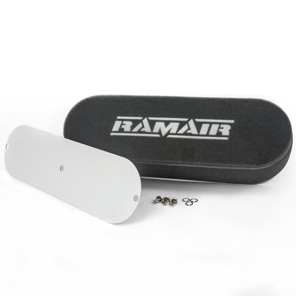 Ramair Performance Twin Carb Air Filter With Blank Baseplate 80mm Int Height