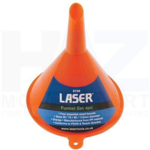 4 Piece Funnel Set 50mm, 75mm, 95mm & 115mm Diameter Top Quality Handy - 5728