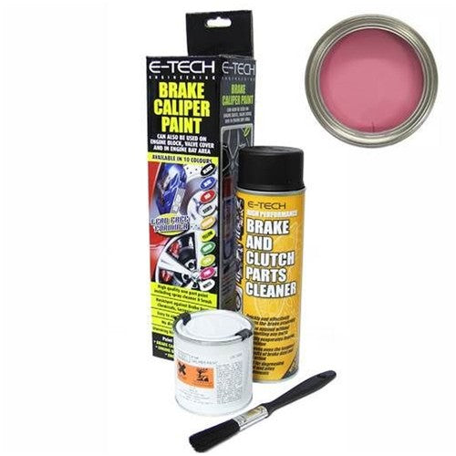 E-Tech Car Engine Bay Block Valve Cover Brake Caliper Paint Kit - Pink