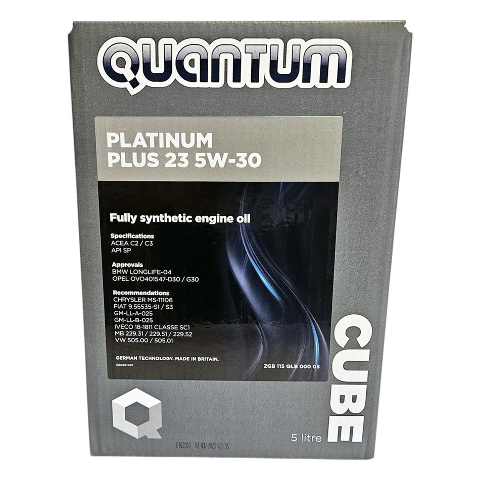 Quantum Platinum Plus 23 5W30 Fully Synthetic Engine Oil 5L For BMW LL-04 OPEL + More