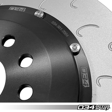 034Motorsport 350mm 2-Piece Rear Brake Disc Kit Red - VW Golf R Mk7 Audi S3 8V 4