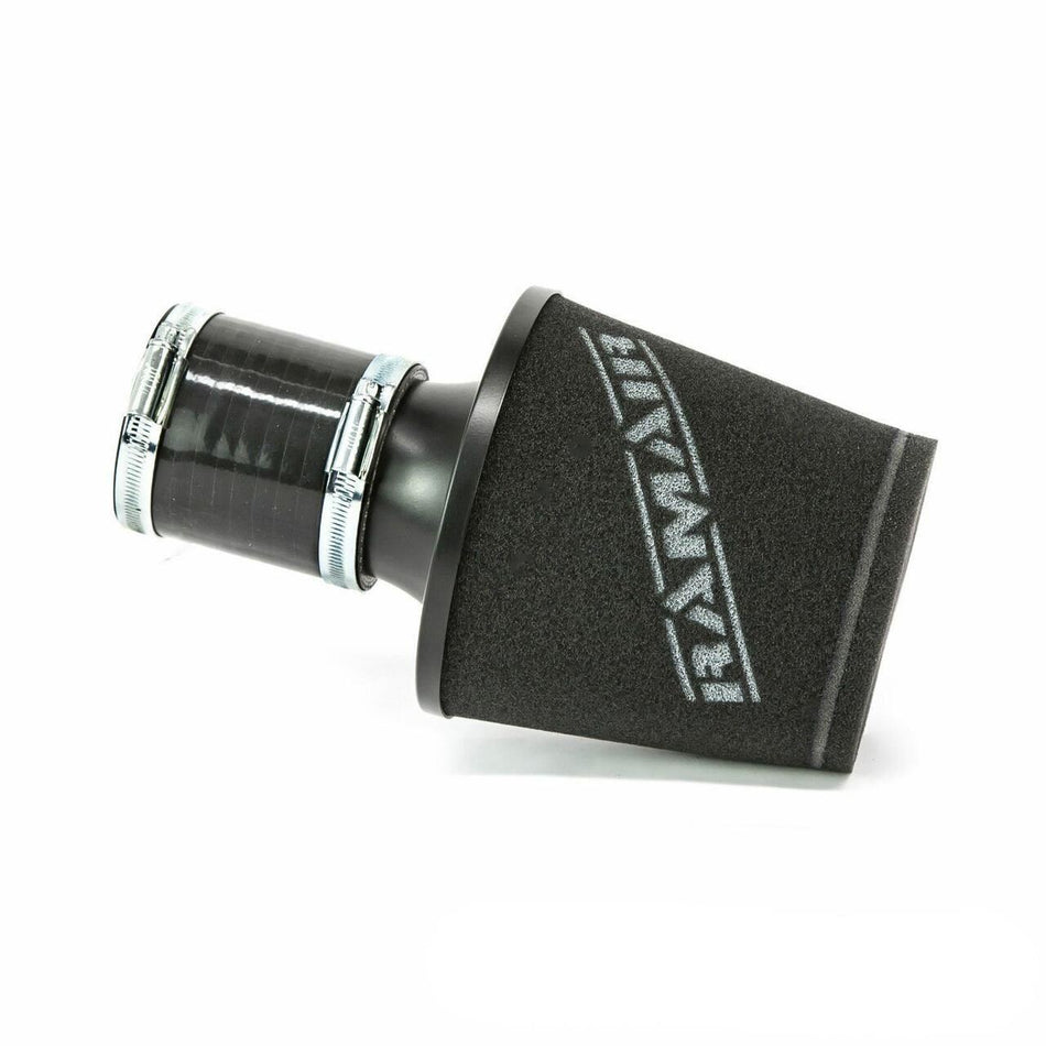 Ramair Aluminium Small Foam Air Filter Base 70mm OD Black With Silicone Coupler