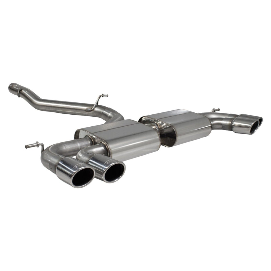 Scorpion 3.15" Non-res cat-back Exhaust Silver Monaco Tips VW Golf R MK7.5