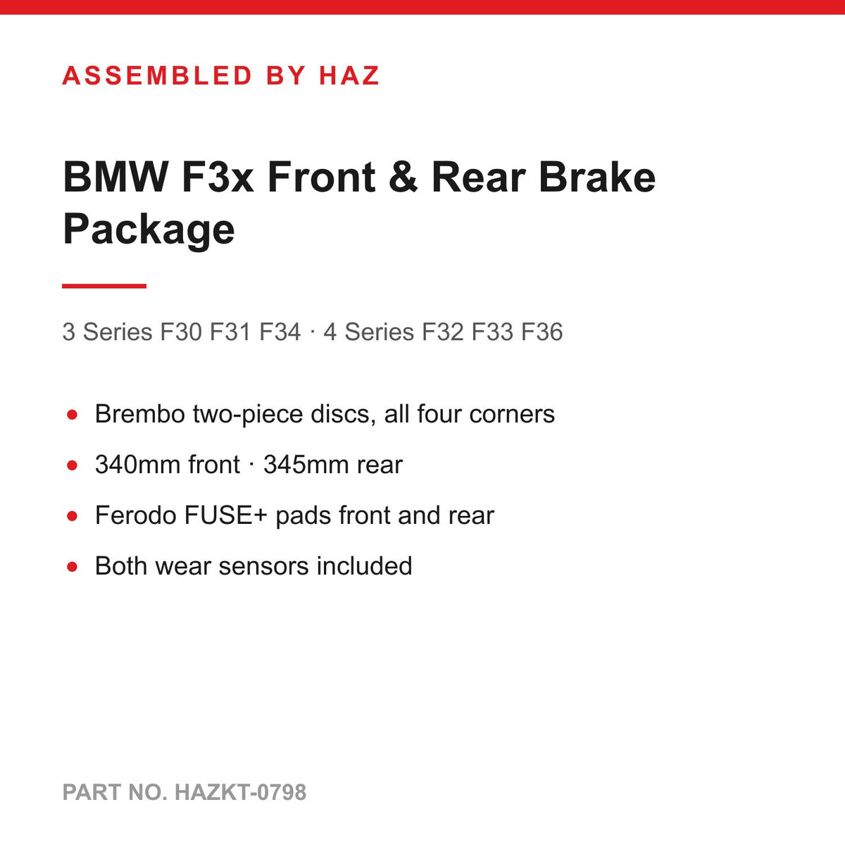 BMW 3 & 4 Series Brembo Two-Piece Front & Rear Brake Discs, Ferodo Pads & Wear Sensors (F30 F31 F32 F33 F34 F36)