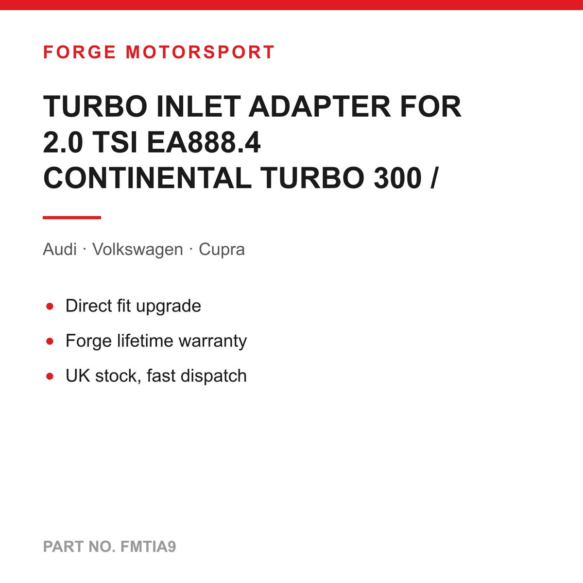Forge FMTIA9 installed in engine bay