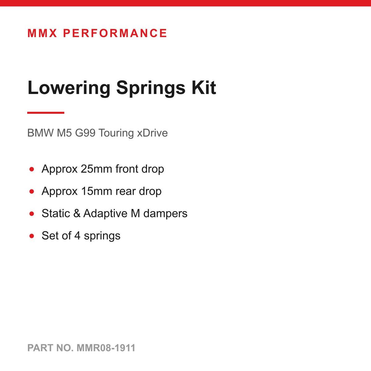 MMX Lowering Springs Kit 25/15mm - BMW M5 G99 Touring xDrive