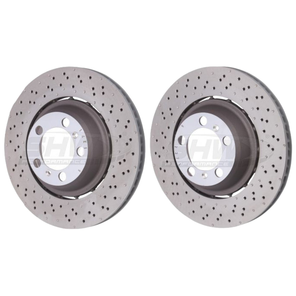 SHW Rear Drilled Brake Discs For Porsche 3.8 4.0 911 991 GT3 RS R Speedster 14-