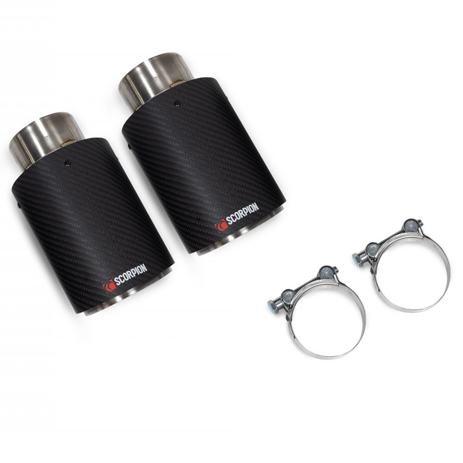 Scorpion Exhaust Tips Upgrade Kit Twin 114mm carbon fibre Ascari Black ...