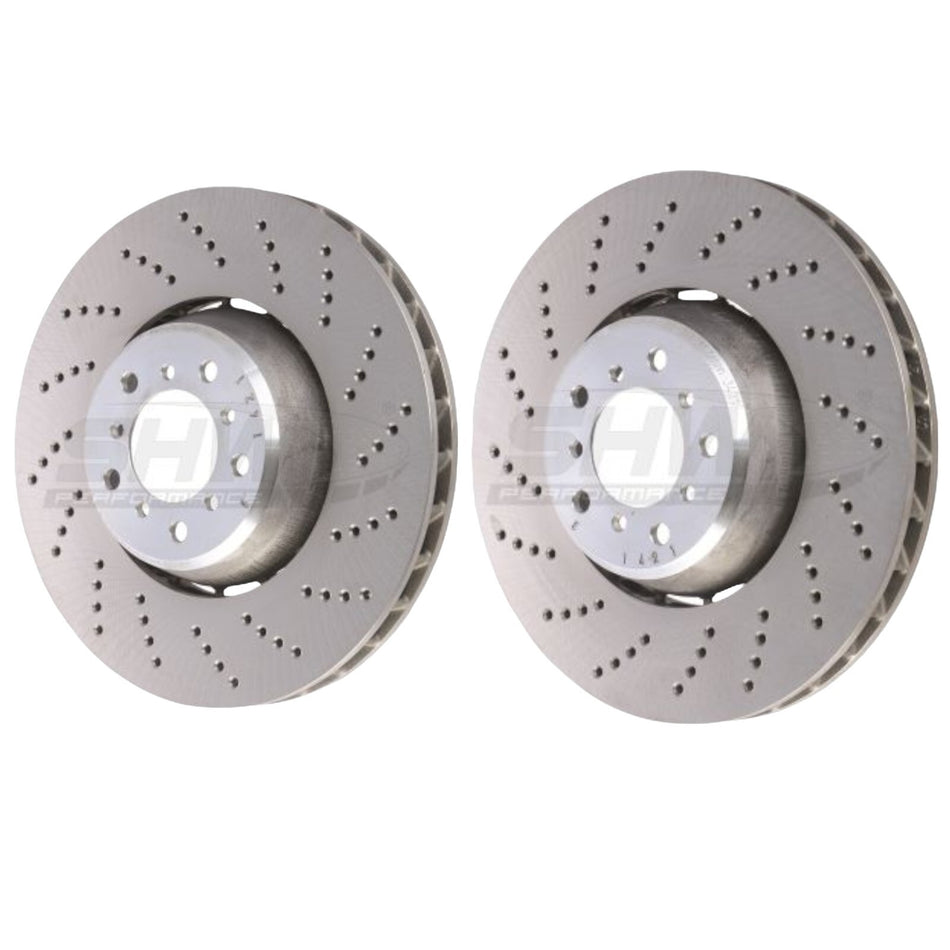 SHW Front Drilled Brake Discs 374x36mm R90 x2 For BMW M5 E60 E61 / M6 E63 E64