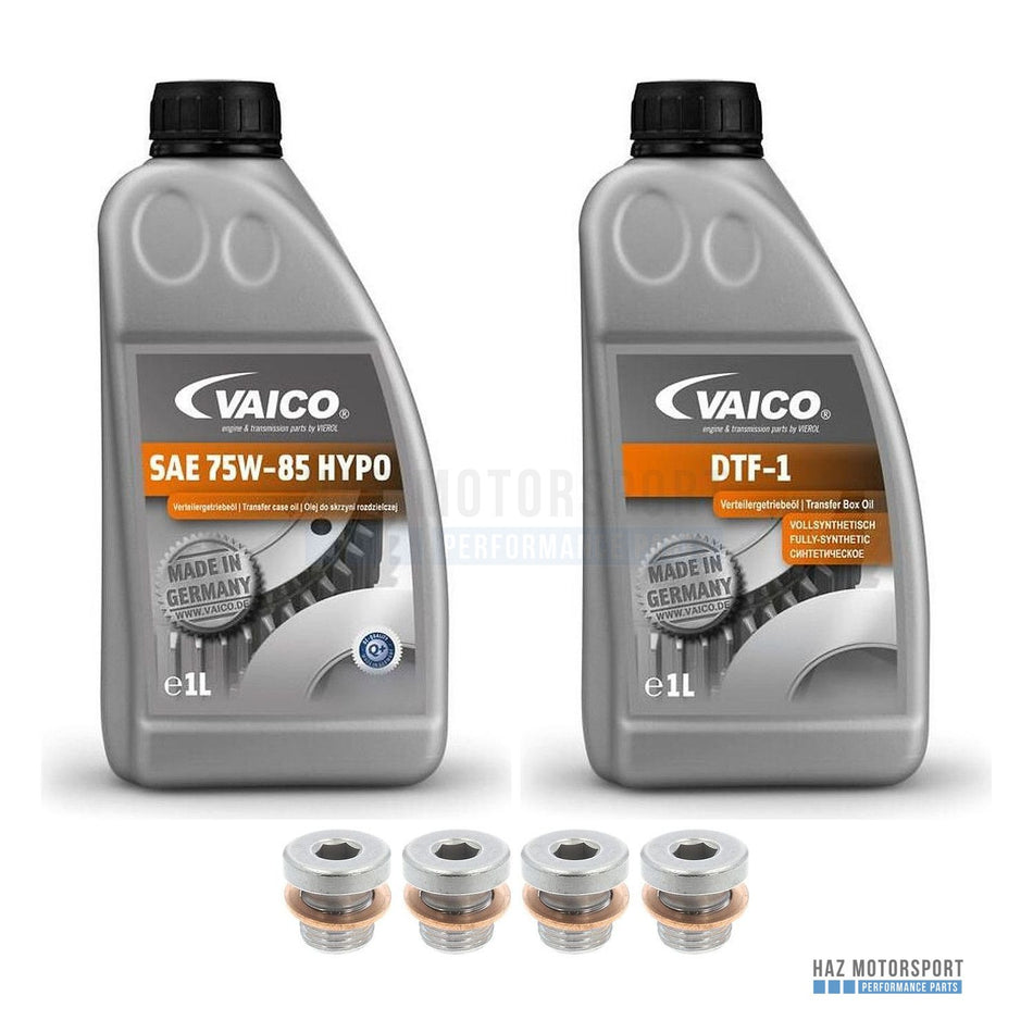 Audi Quattro Rear Sport Differential Complete Oil Service Kit (Gear + Clutch Fluid, 2L VAICO + 4 Plugs)