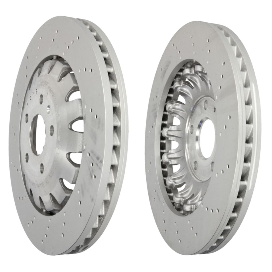 SHW Performance Front Brake Discs Drilled 370x34mm X2 For Audi TTRS 8S FV 16-