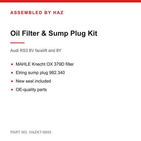 Audi RS3 8V 8Y TTRS RSQ3 Cupra VZ5 2.5 TFSI Oil Filter & Sump Plug Service Kit