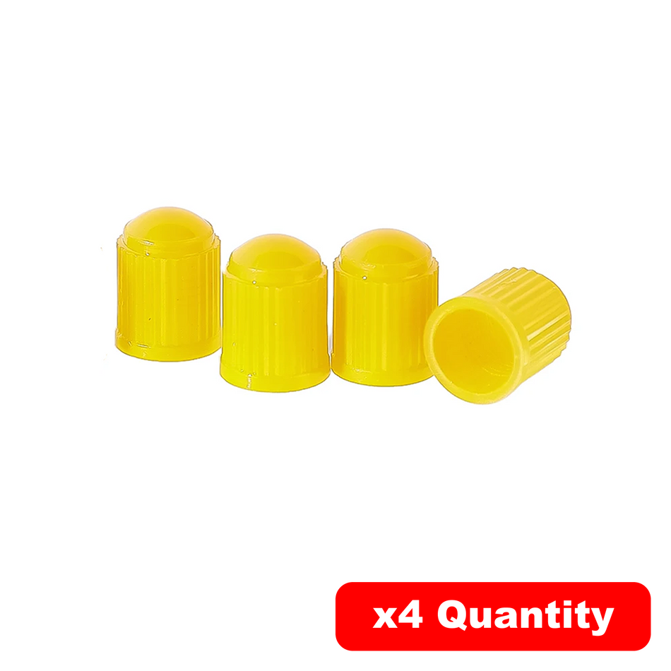 Yellow Plastic Tyre Dust Caps Valve Tire Alloy Wheel x4 Universal Car Bike Cycle