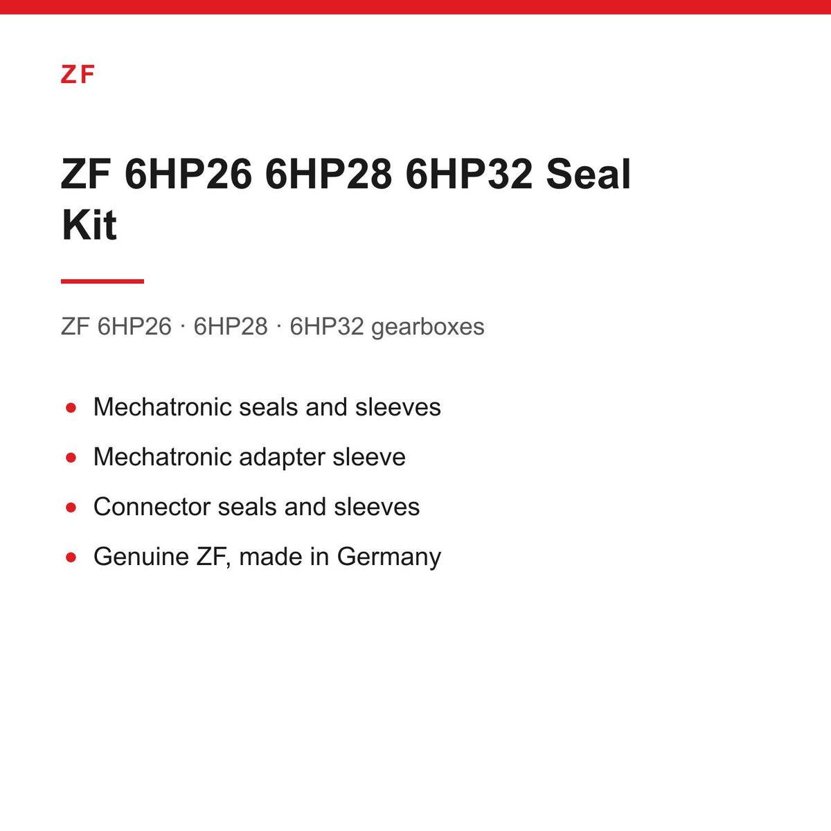 BMW Audi Jaguar Land Rover ZF 6HP26 6HP28 6HP32 Gearbox Mechatronic Seal Kit