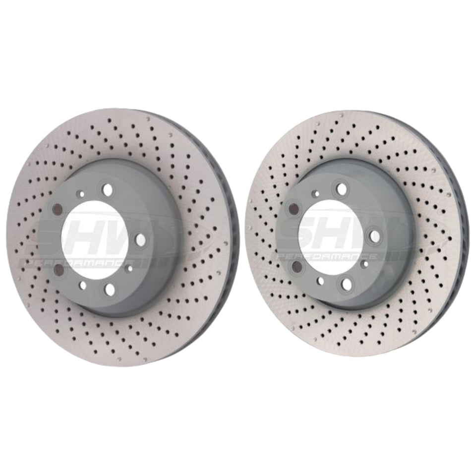 SHW Rear Drilled Brake Discs 330x28mm For Porsche 996 Turbo / 997 Carrera 4 S 4S