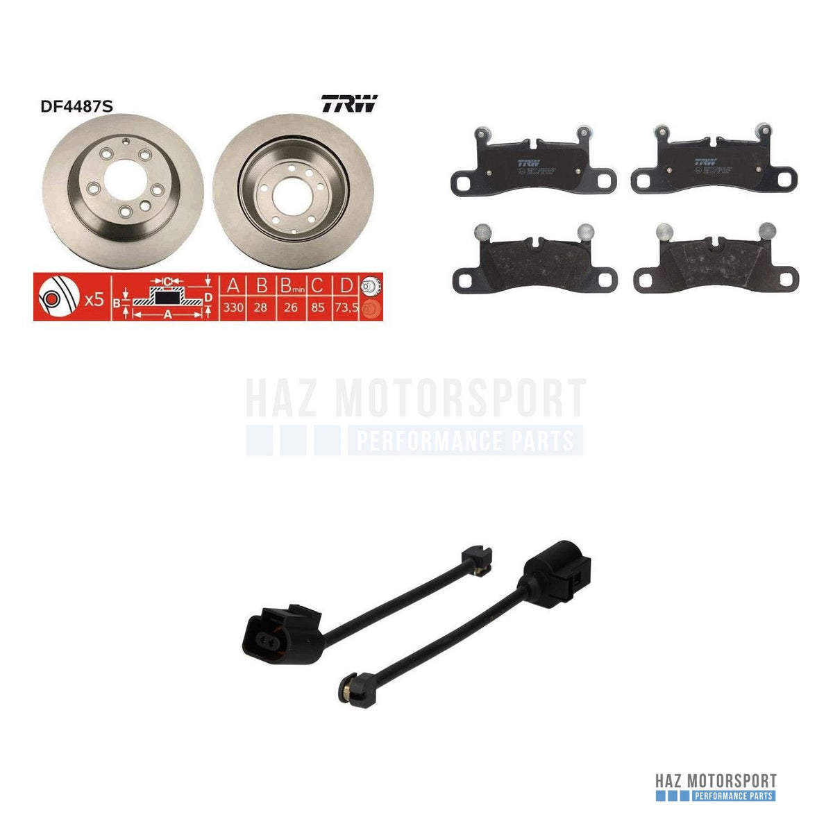 VW Touareg 7P Rear Brake Discs & Pads Kit - TRW 330mm