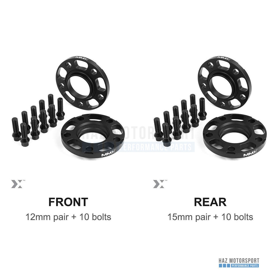 MMX Wheel Spacer Kit 12mm Front / 15mm Rear (2 Pairs + 20 Bolts) 5x112 - For BMW G-Series