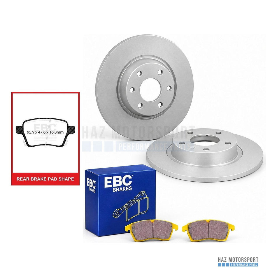 Vauxhall Corsa E VXR Rear Brake Package - Ferodo Coated 264mm Discs & EBC Yellowstuff Pads