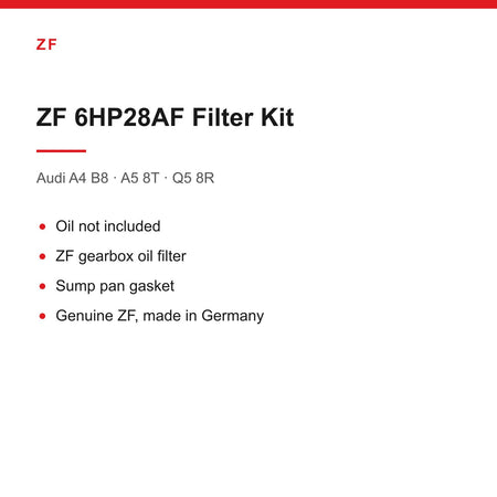 Audi A4 B8 A5 8T Q5 8R ZF 6HP28AF Automatic Gearbox Filter & Pan Gasket Kit