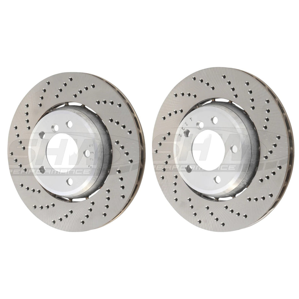 SHW Front Brake Discs Drilled 325x25mm x2 For BMW 325i 330D 330i E46 Z4 E85 3.0