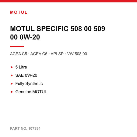 5L MOTUL SPECIFIC 508 00 509 00 0W-20 Engine Oil VW Audi Porsche C20 ACEA C5