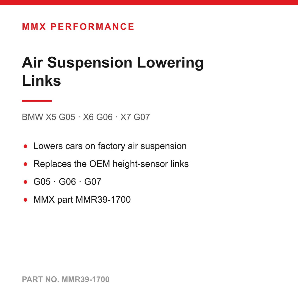 MMX Air Suspension Lowering Links - BMW X5 G05 X6 G06 X7 G07 MMR39-1700