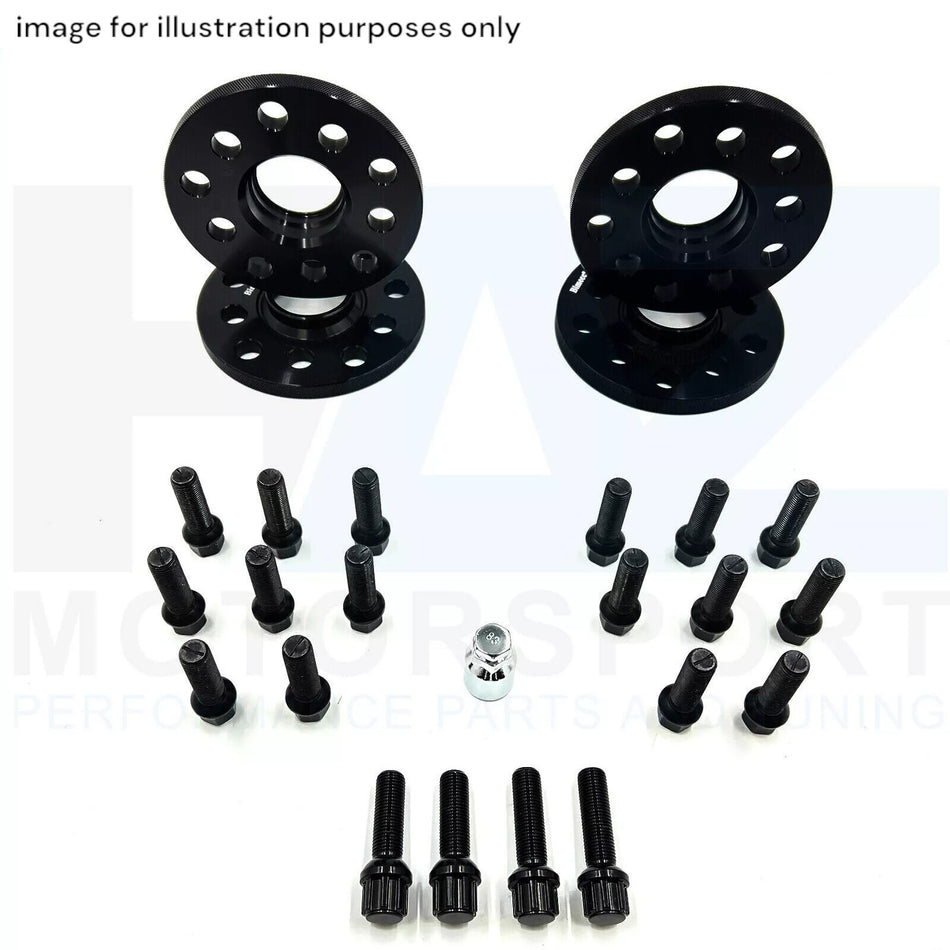 Audi A3 S3 8V Wheel Spacer Kit Black Bolts & Locks 2x 15mm + 2x 20mm Front Rear
