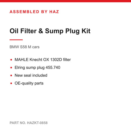 BMW S58 M3 G80 M4 G82 M2 G87 X3M X4M Oil Filter & Sump Plug Service Kit