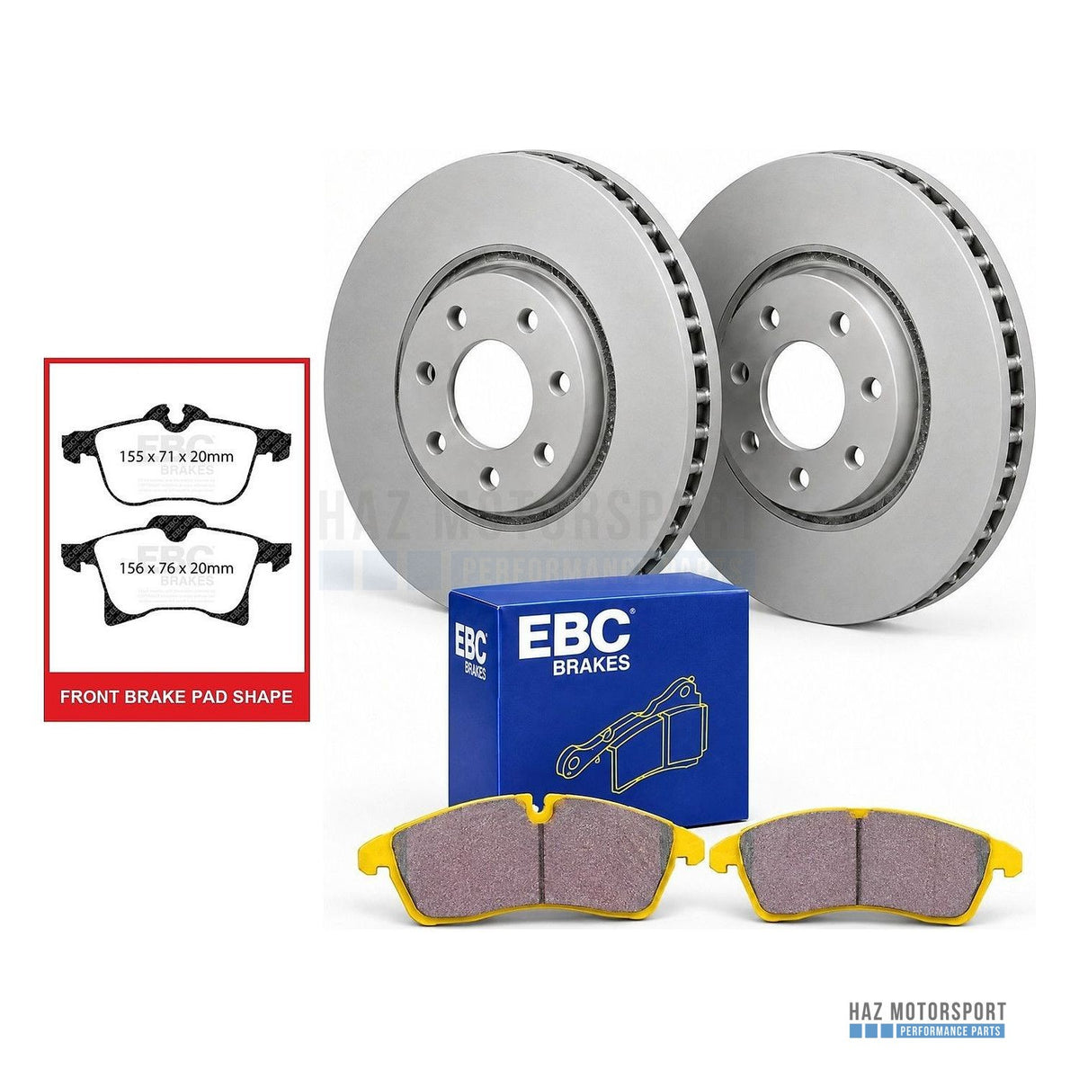 Vauxhall Corsa E VXR Front Brake Package - Ferodo Coated 308mm Discs & EBC Yellowstuff Pads