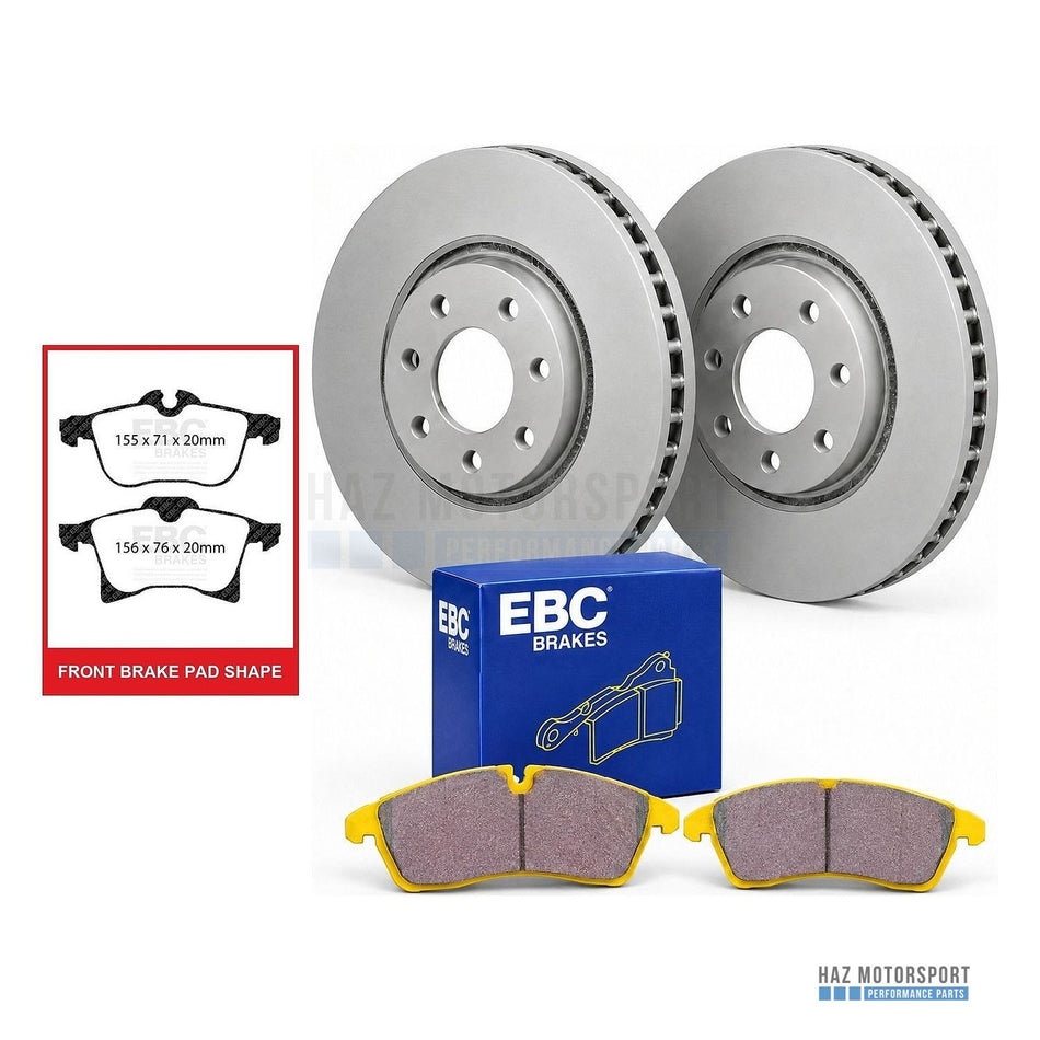 Vauxhall Corsa E VXR Front Brake Package - Ferodo Coated 308mm Discs & EBC Yellowstuff Pads