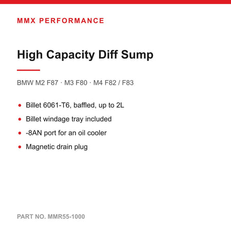 MMX Billet Differential Sump Diff Cover - BMW M2 M3 M4 F87 F80 F82 MMR55-1000