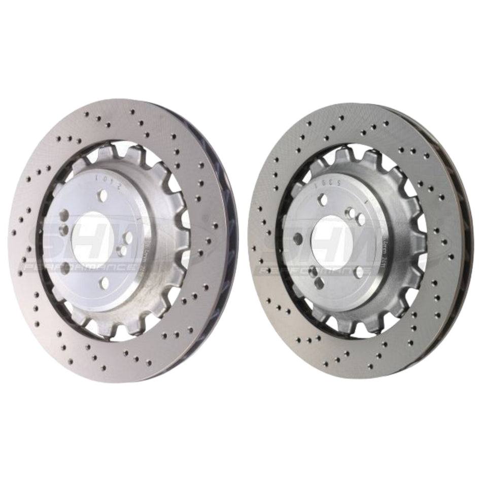 SHW Rear Brake Discs Drilled 380x28mm X2 R90 For BMW M2 / M2 Comp / M2 CS F87