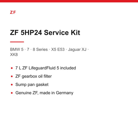 BMW E39 E38 X5 E53 Jaguar XJ XK8 ZF 5HP24 Gearbox Service Kit Inc 7L Oil