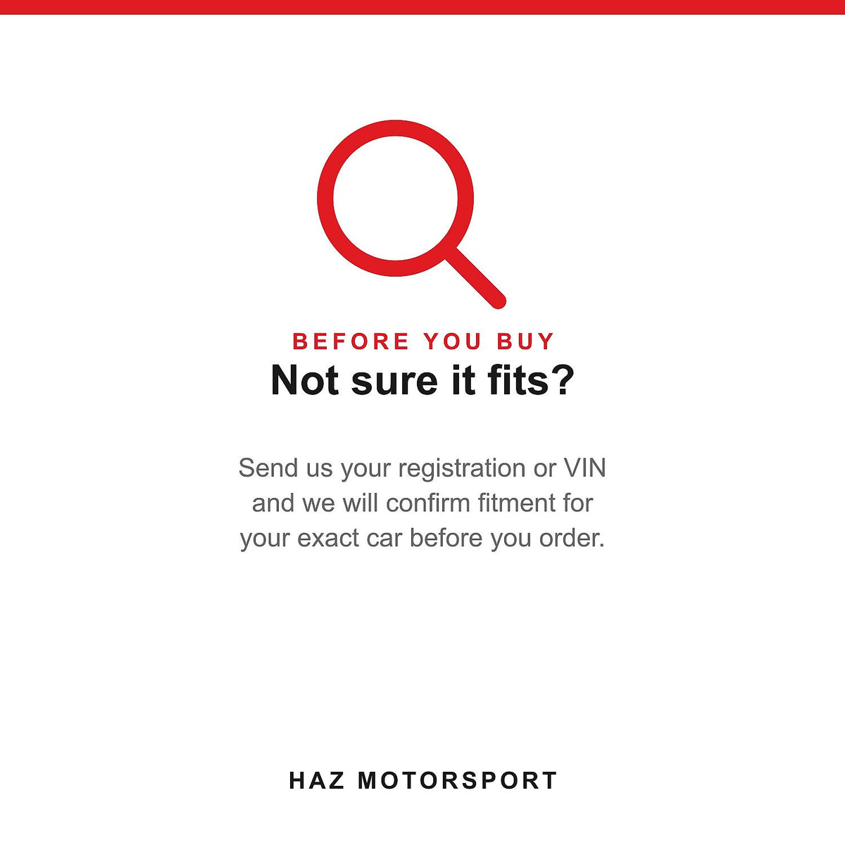 Check fitment with your registration or VIN
