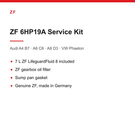 Audi A4 B7 A6 C6 A8 D3 VW Phaeton ZF 6HP19A Gearbox Service Kit Inc 7L Oil