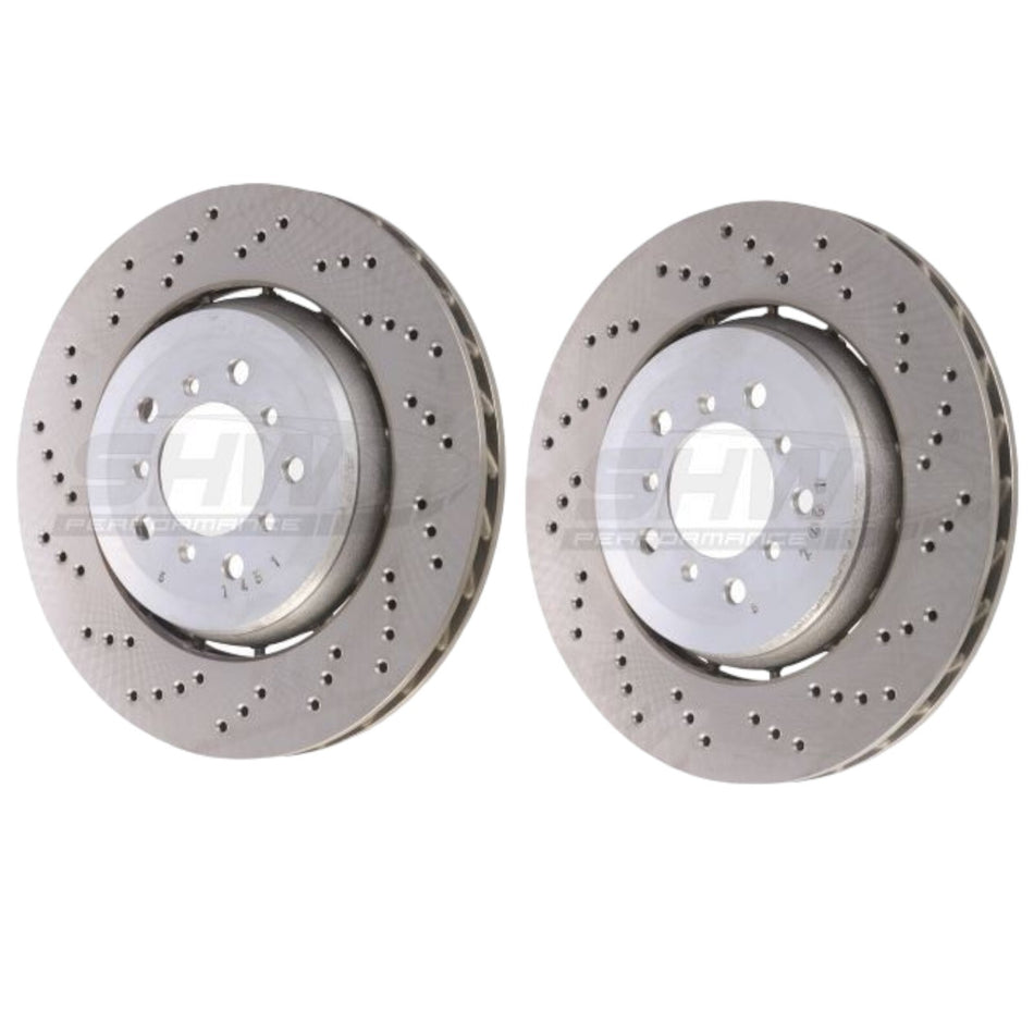 SHW Front Drilled Brake Discs 345x28mm X2 For BMW M3 E46 Incl CSL / Z4 M E86 E85