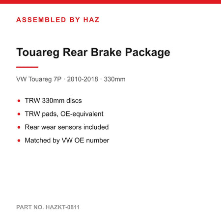 VW Touareg 7P Rear Brake Discs & Pads Kit - TRW 330mm