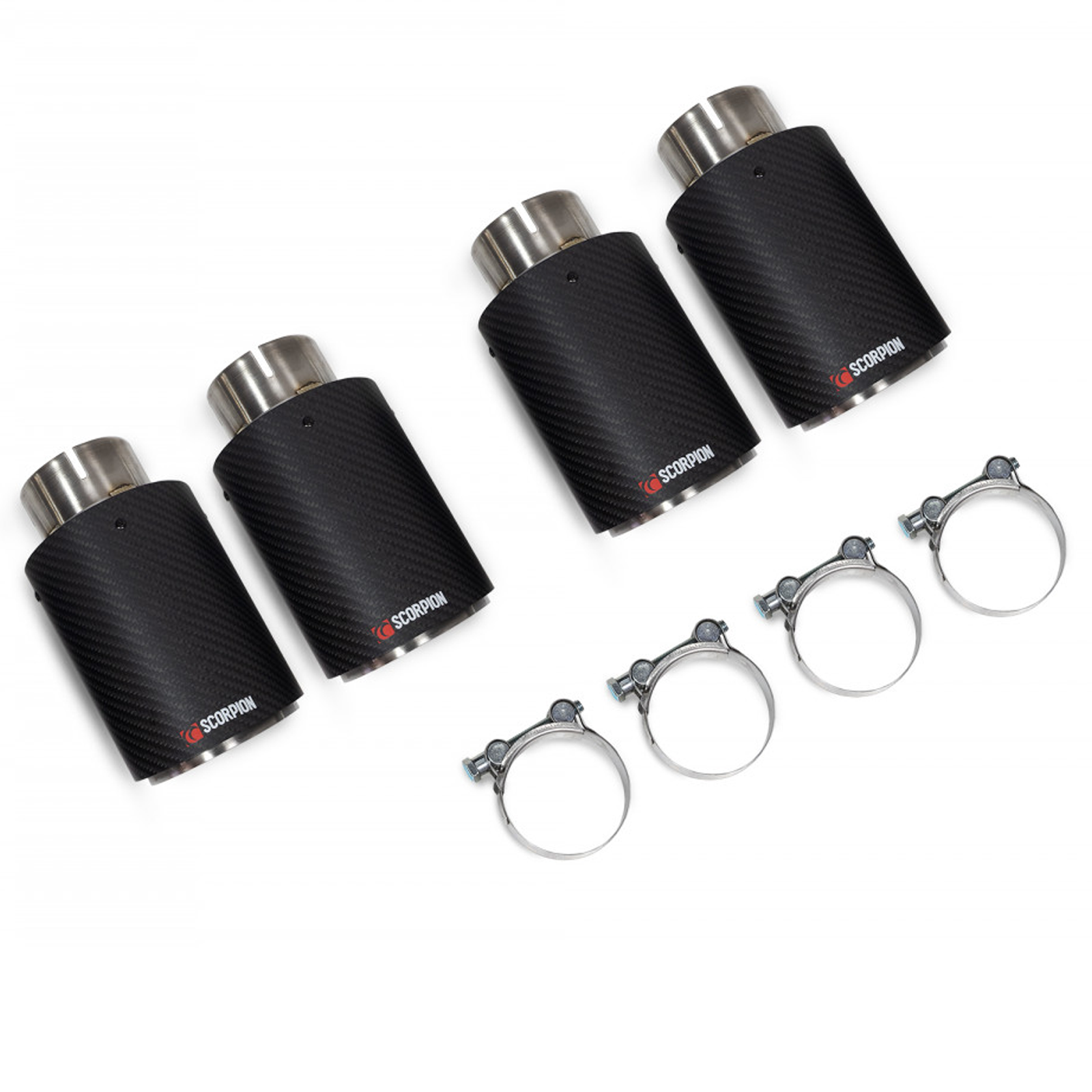 Scorpion Exhaust Tips Upgrade Kit Quad 90mm carbon fibre Ascari Black ...