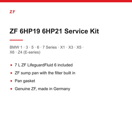 BMW E90 E60 E87 X1 X3 Z4 ZF 6HP19 6HP21 Gearbox Service Kit Inc 7L Oil