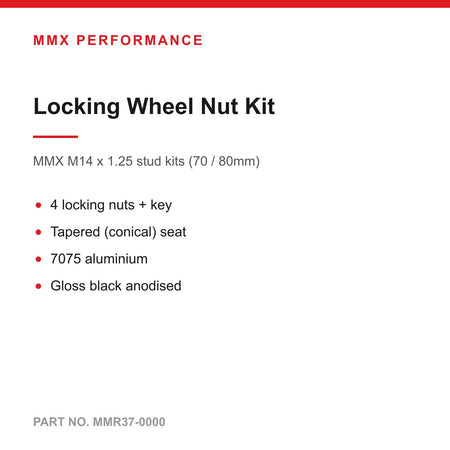MMX Locking Wheel Nut Kit M14x1.25 Tapered Seat - For MMX Stud Kits