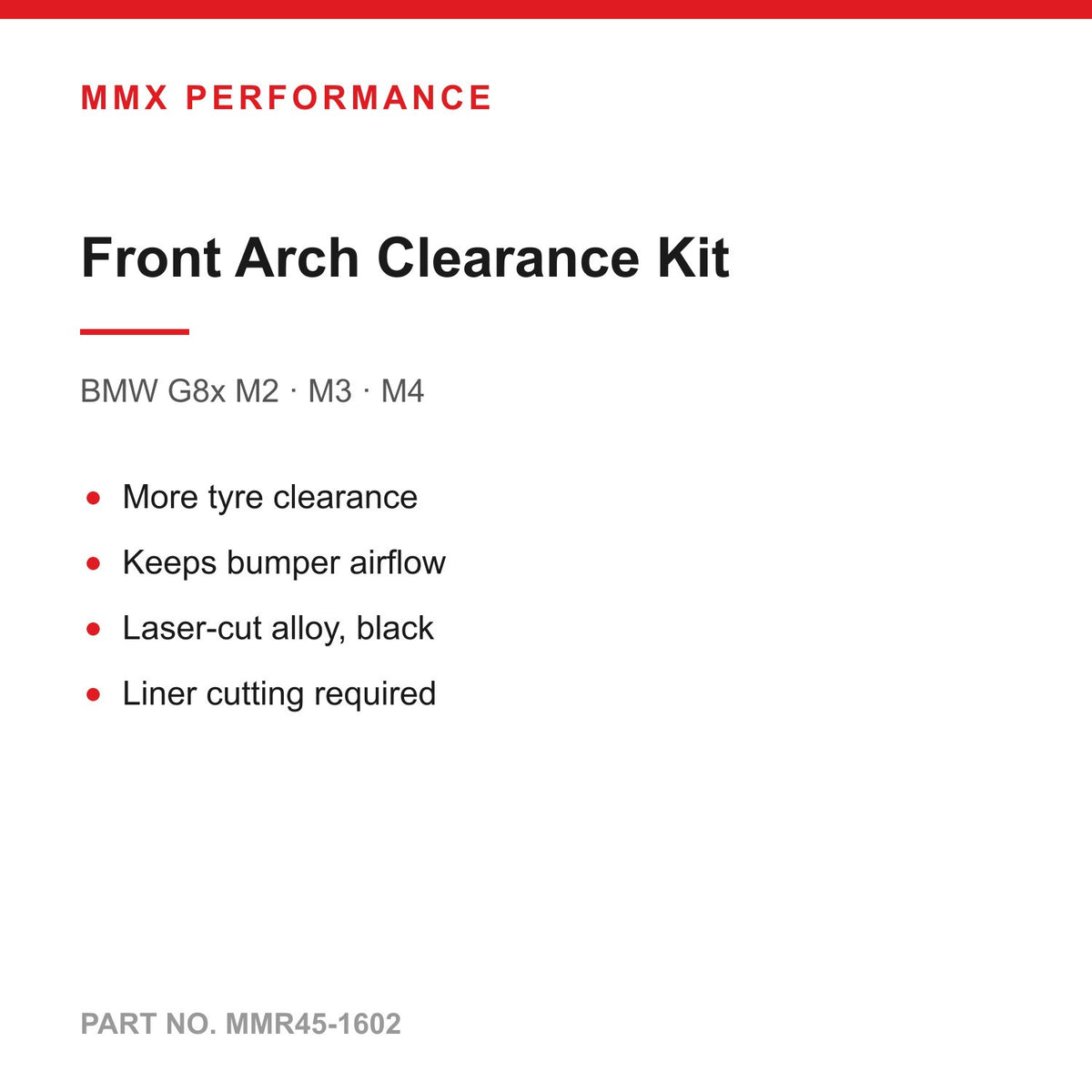 MMX Front Wheel Arch Clearance Kit (Set of 2) - BMW M2 M3 M4 G87 G80 G82