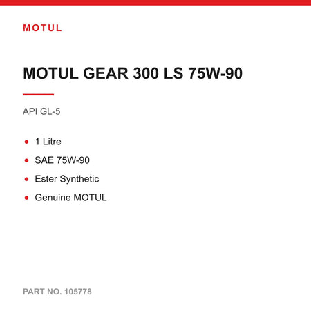 1L MOTUL GEAR 300 LS 75W-90 Ester Gear Oil Limited Slip Differential LSD GL-5