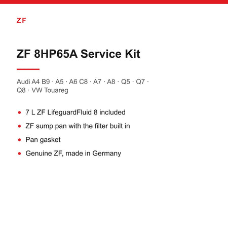 Audi A4 B9 A5 A6 C8 Q5 Q7 VW Touareg ZF 8HP65A Gearbox Service Kit Inc 7L Oil