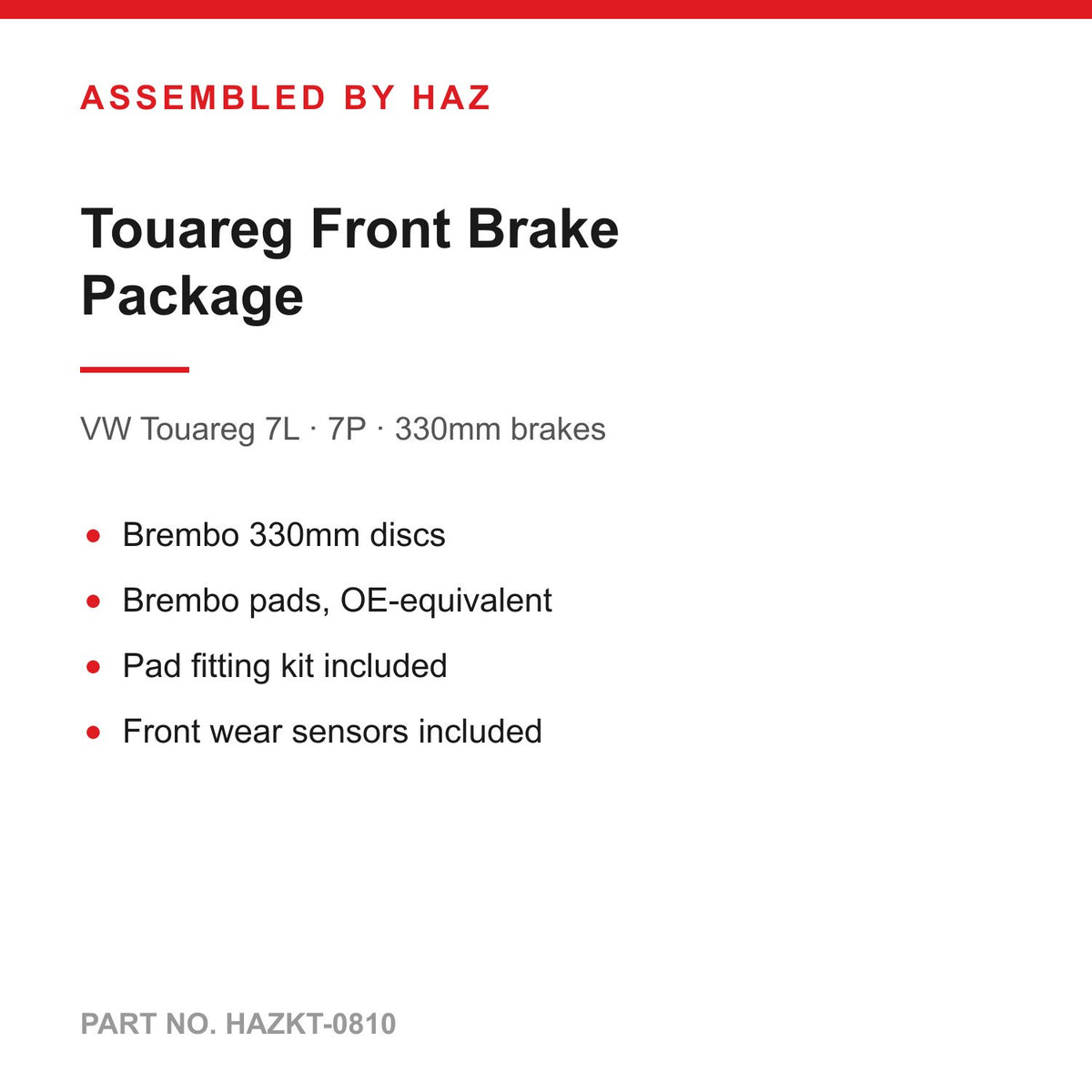 VW Touareg 7L 7P Front Brake Discs & Pads Kit - Brembo 330mm